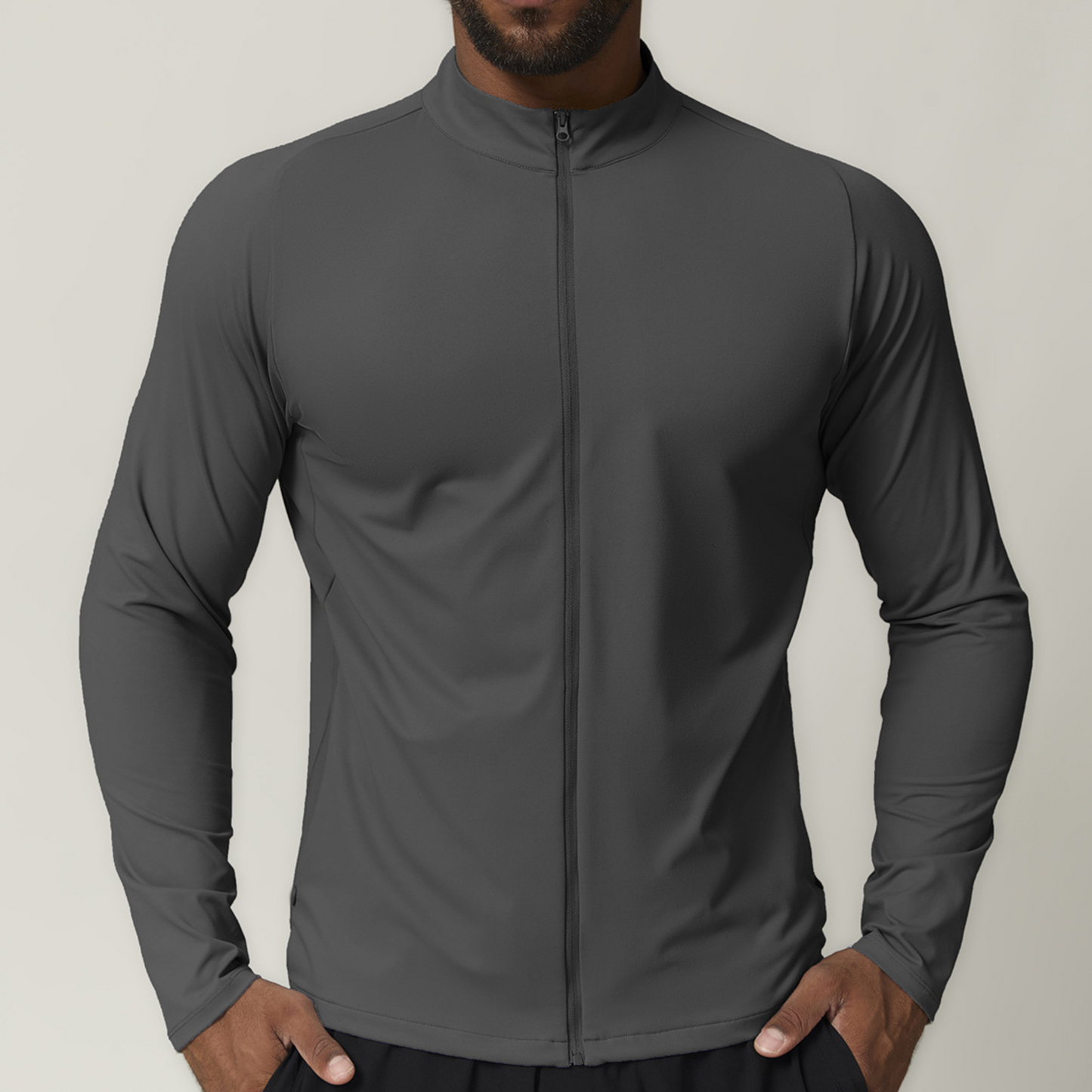Long Sleeve Zip Gym Top
