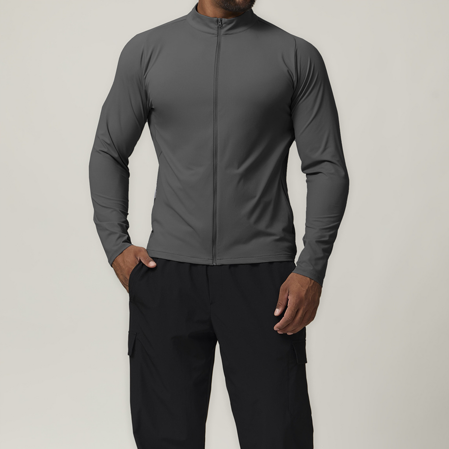 Long Sleeve Zip Gym Top
