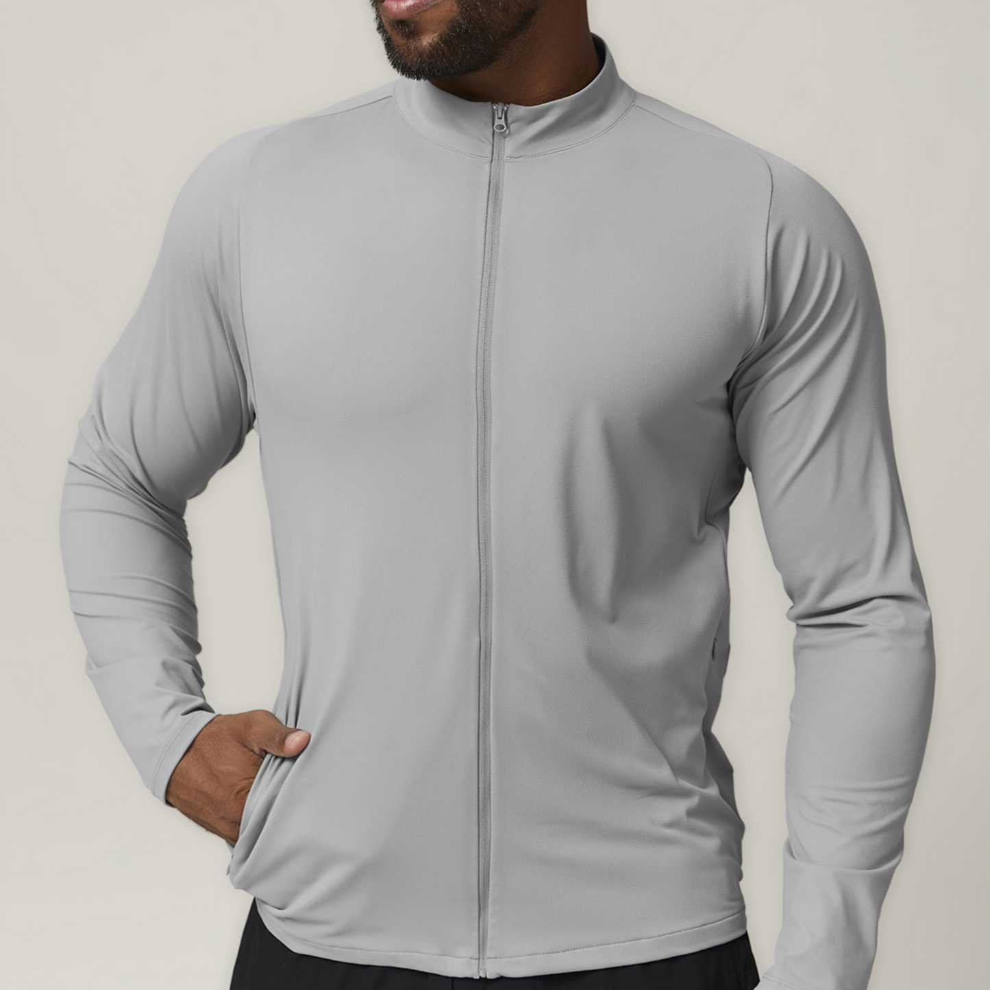 Long Sleeve Zip Gym Top