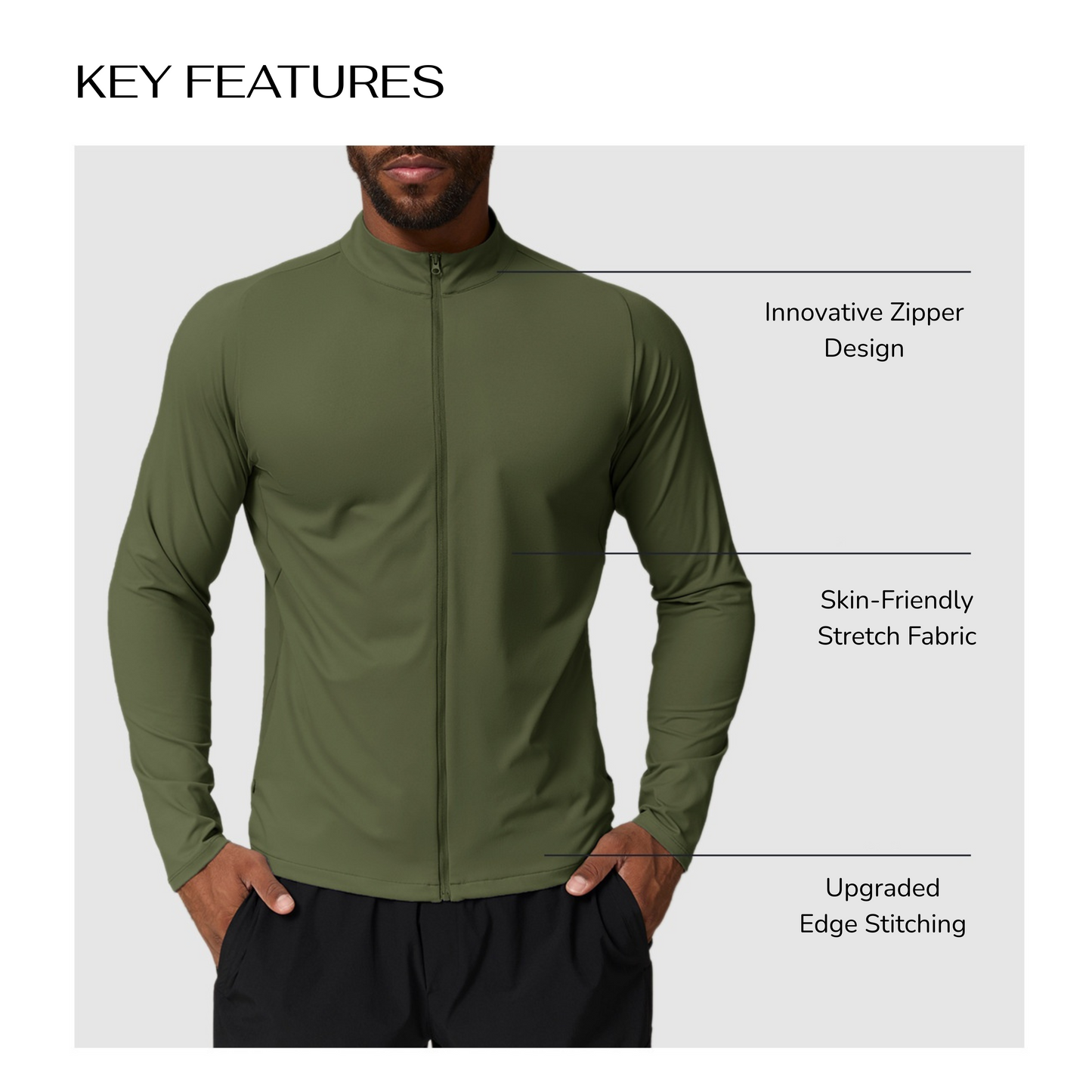 Long Sleeve Zip Gym Top