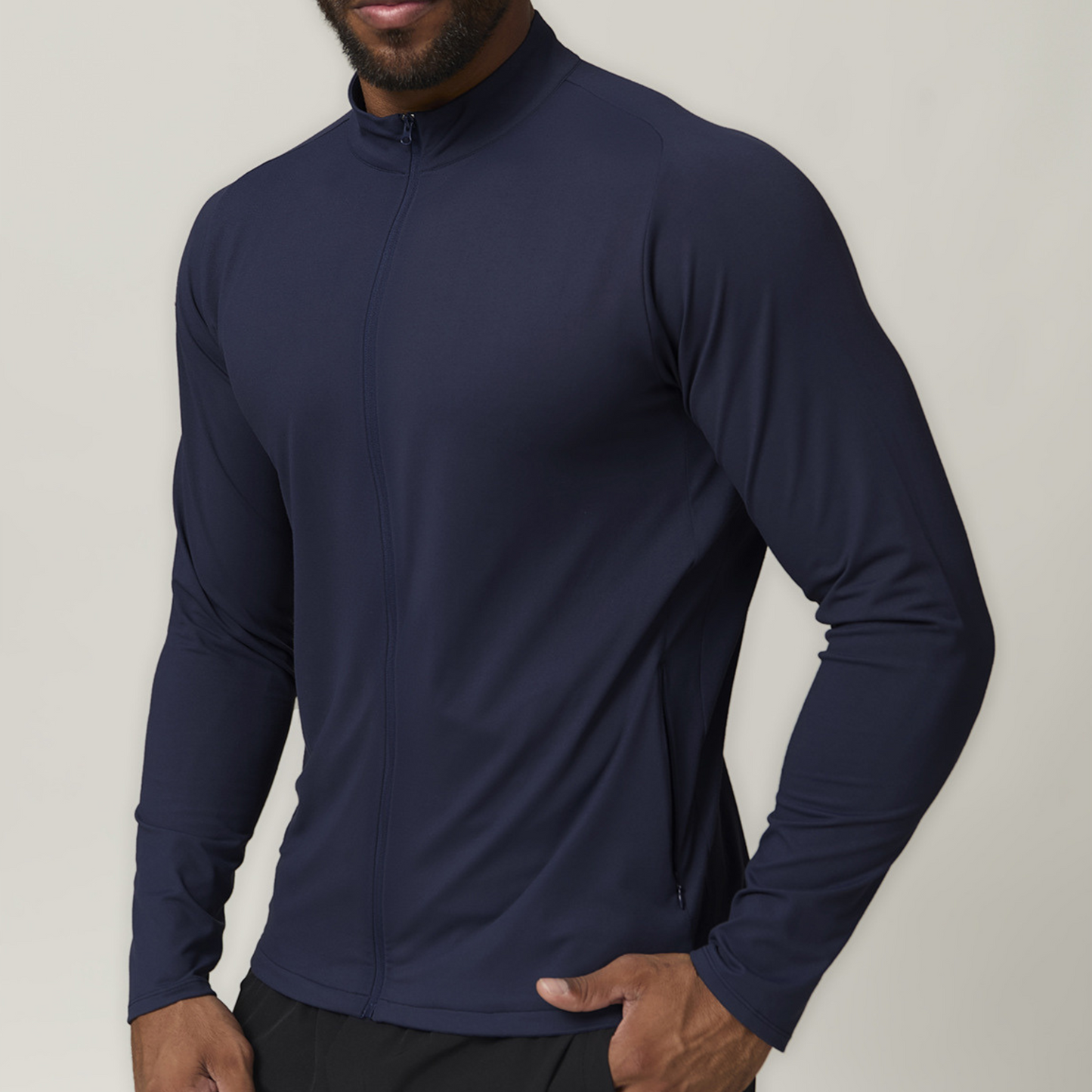 Long Sleeve Zip Gym Top