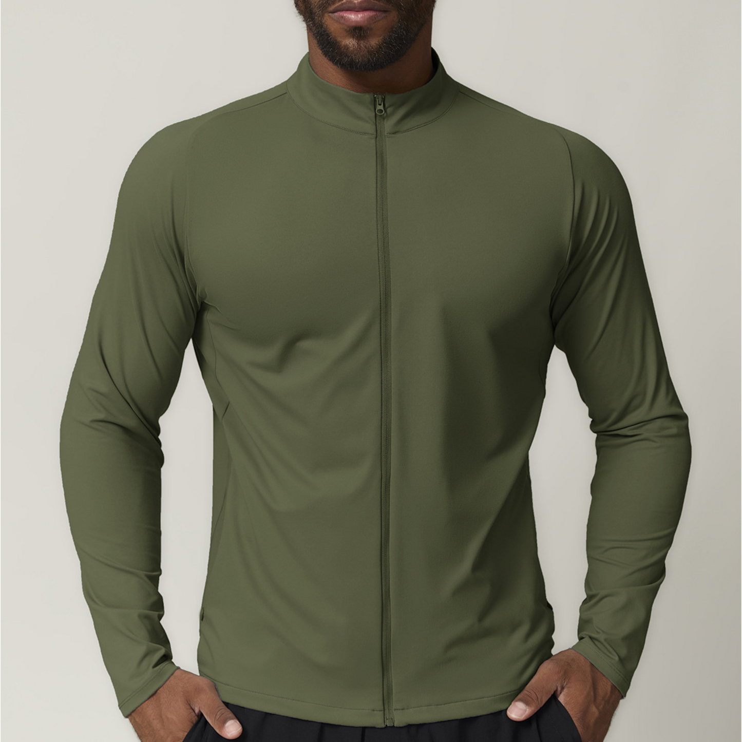 Long Sleeve Zip Gym Top