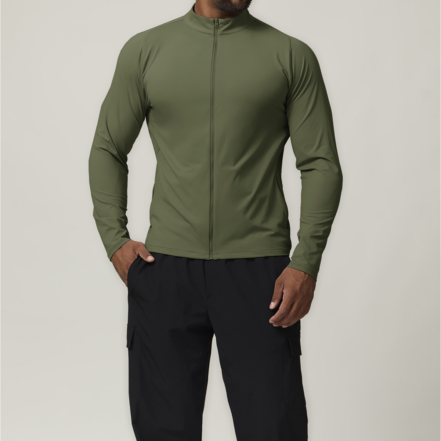 Long Sleeve Zip Gym Top