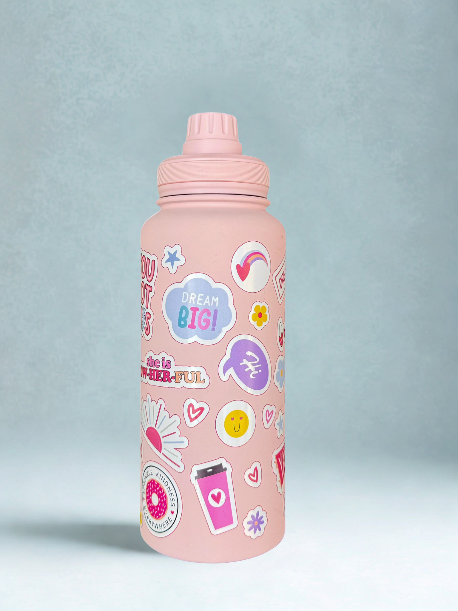 Magnetic Safe Water Bottle 1L Graphic Print - PINK