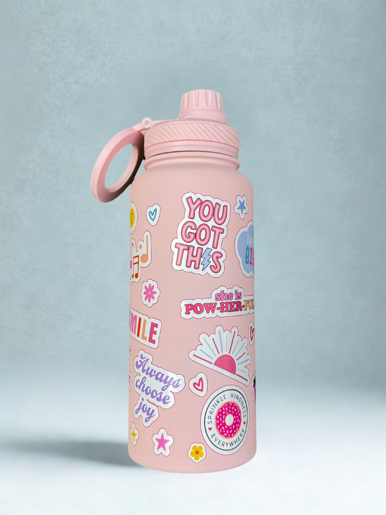 Magnetic Safe Water Bottle 1L Graphic Print - PINK