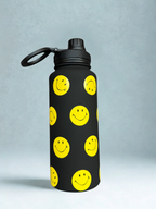 Magnetic Safe Water Bottle 1L Graphic Print - BLACK SMILES