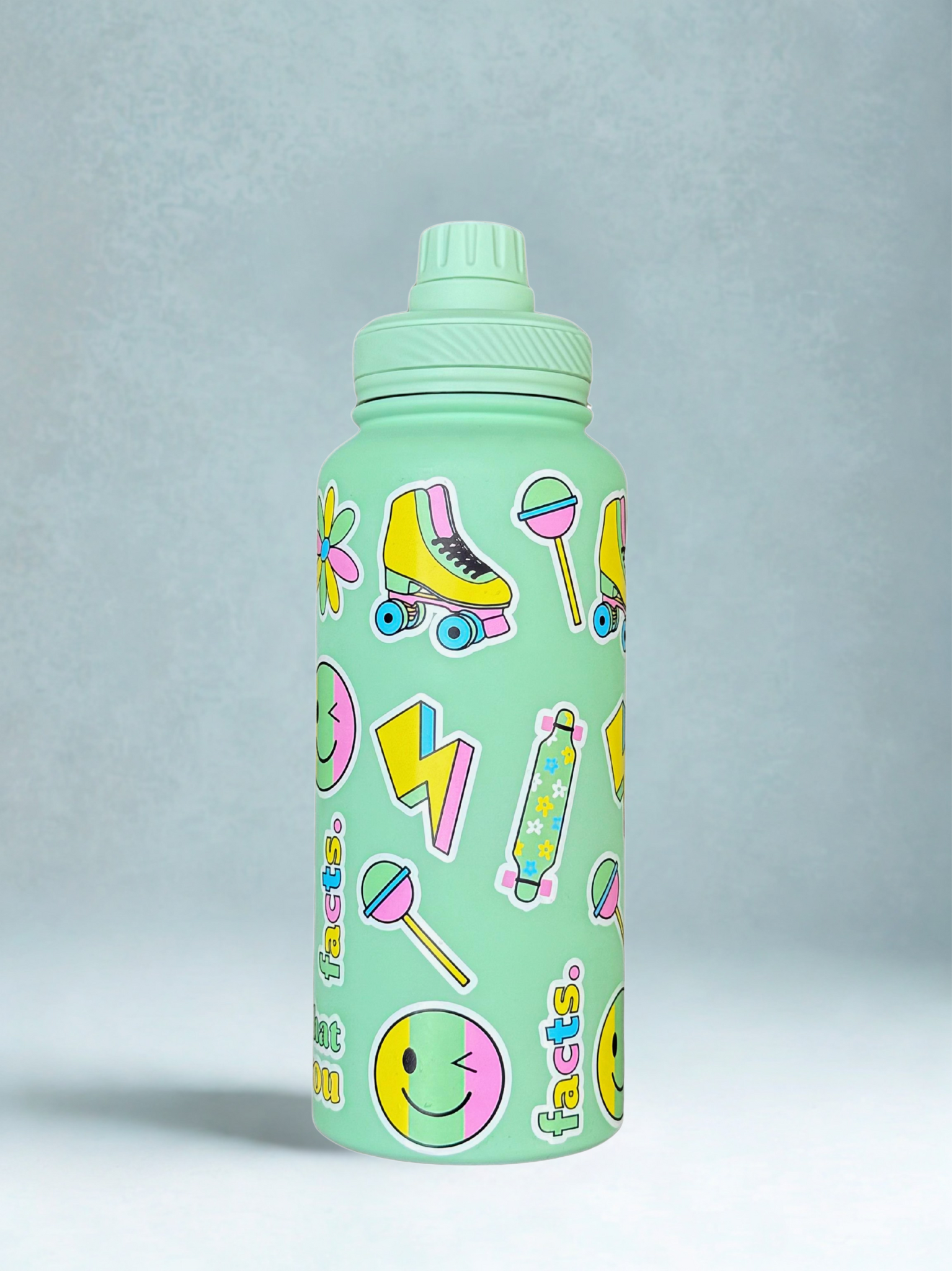 Magnetic Safe Water Bottle 1L Graphic Print - GREEN