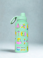 Magnetic Safe Water Bottle 1L Graphic Print - GREEN