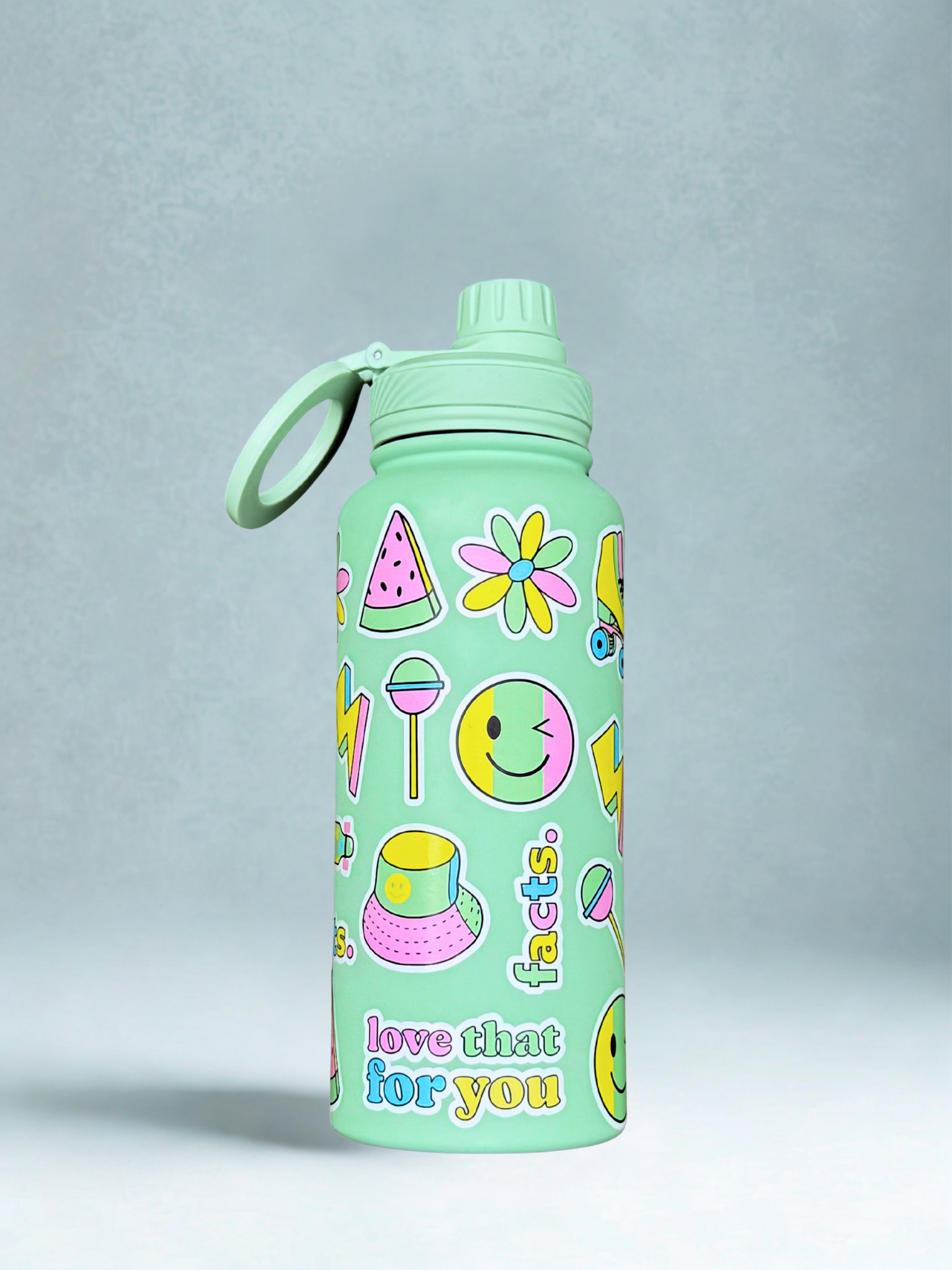 Magnetic Safe Water Bottle 1L Graphic Print - GREEN