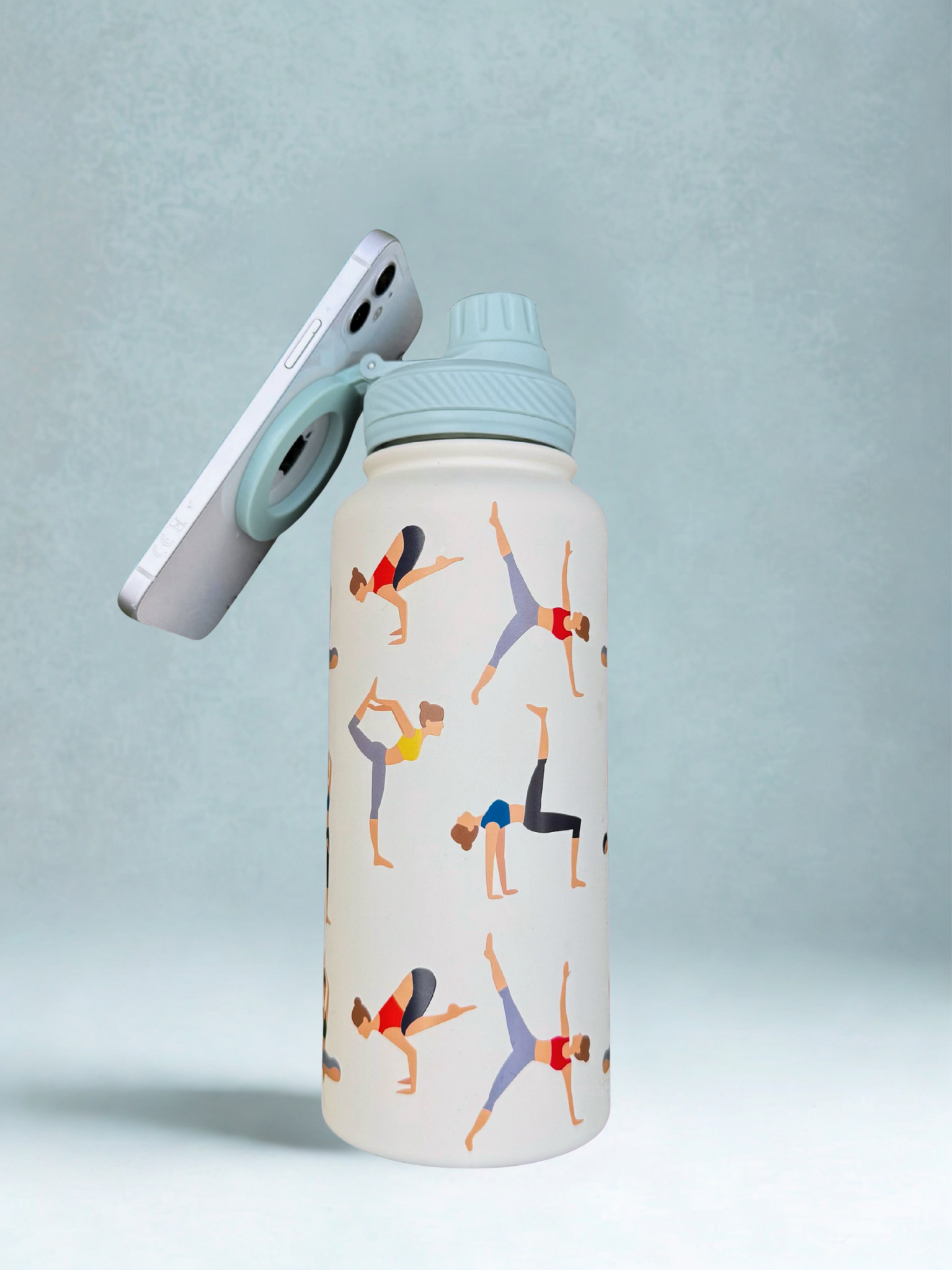 Magnetic Safe Water Bottle 1L Graphic Print - LIGHT BLUE