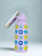 Magnetic Safe Water Bottle 1L Graphic Print - PURPLE