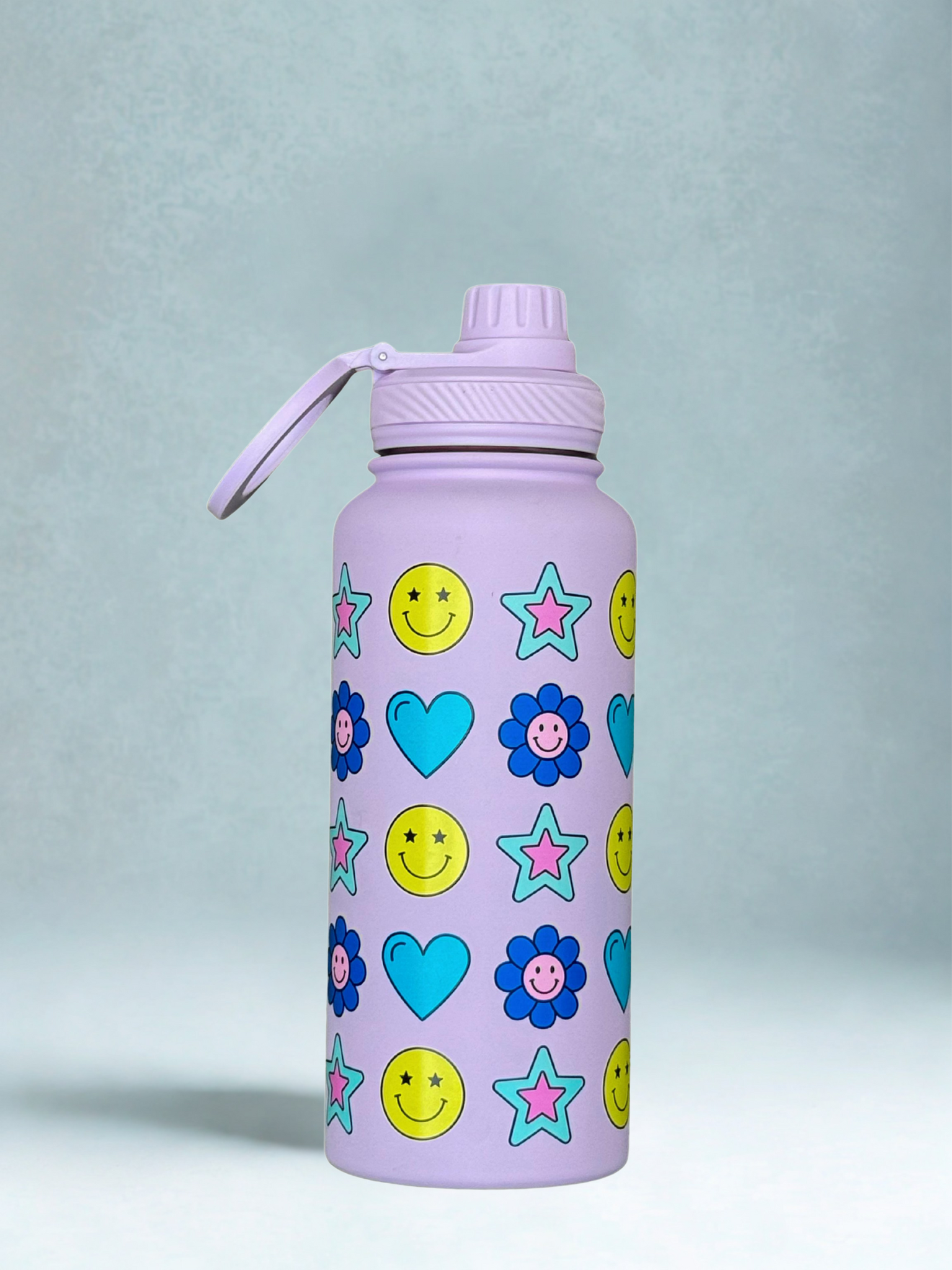 Magnetic Safe Water Bottle 1L Graphic Print - PURPLE