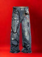 Wide Leg 3D Scissors Print Denim