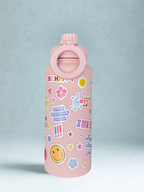 Magnetic Safe Water Bottle 1L Graphic Print - PINK