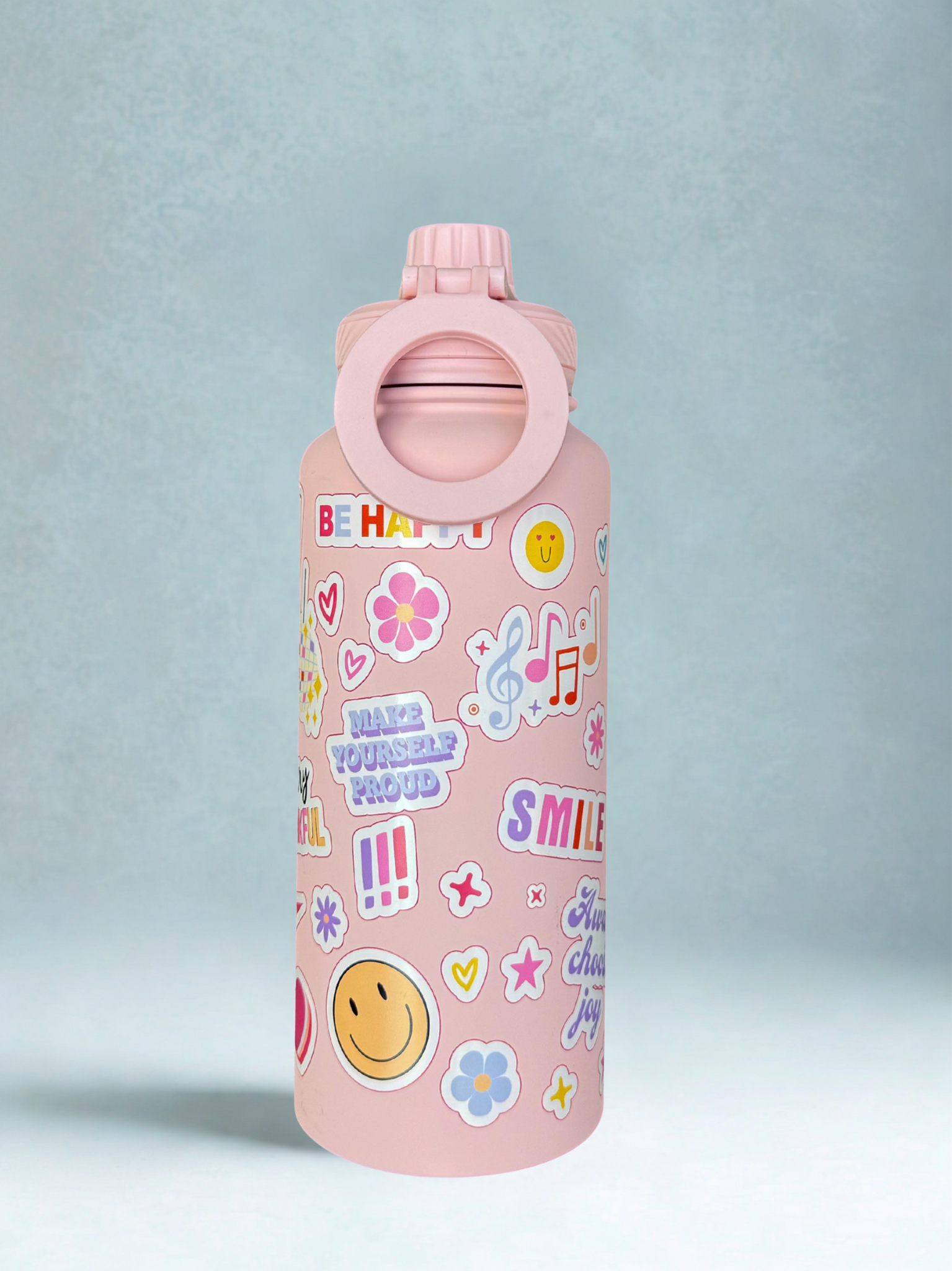 Magnetic Safe Water Bottle 1L Graphic Print - PINK