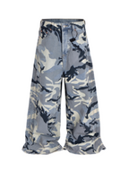 Wide Leg Distressed  Camo Denim