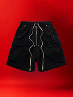 Dark Drawstring Cargo Shorts