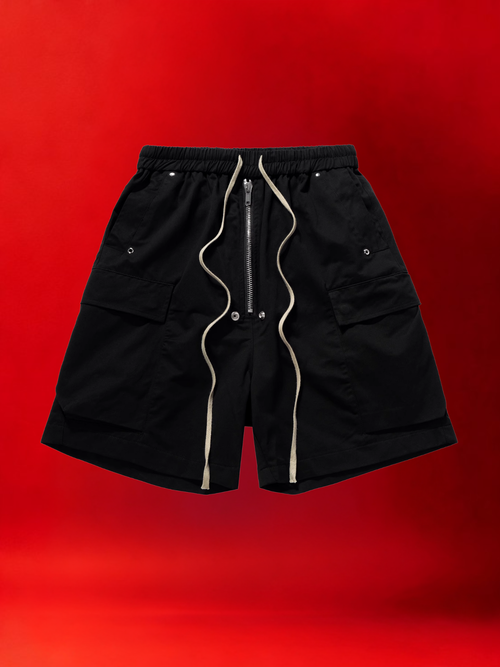 Dark Drawstring Cargo Shorts