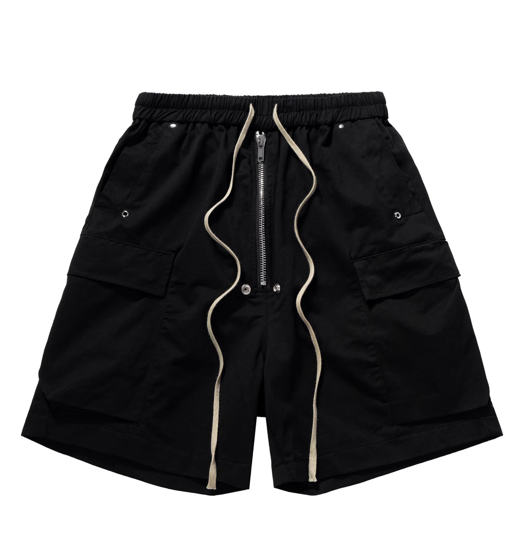 Dark Drawstring Cargo Shorts