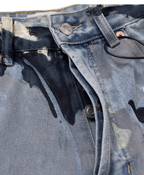 Wide Leg Distressed  Camo Denim