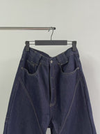 Geometric Cut Deconstructed Loose-Crotch Denim